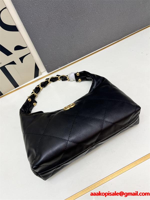 ブラックレザー 編み込みチェーン シャネル ハンドバッグ スーパーコピー レディース エレガント CHANEL