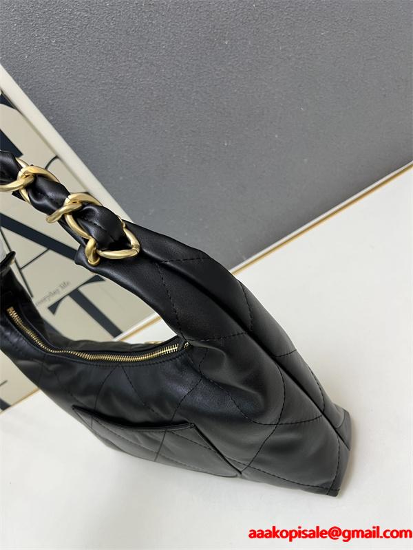 ブラックレザー 編み込みチェーン シャネル ハンドバッグ スーパーコピー レディース エレガント CHANEL