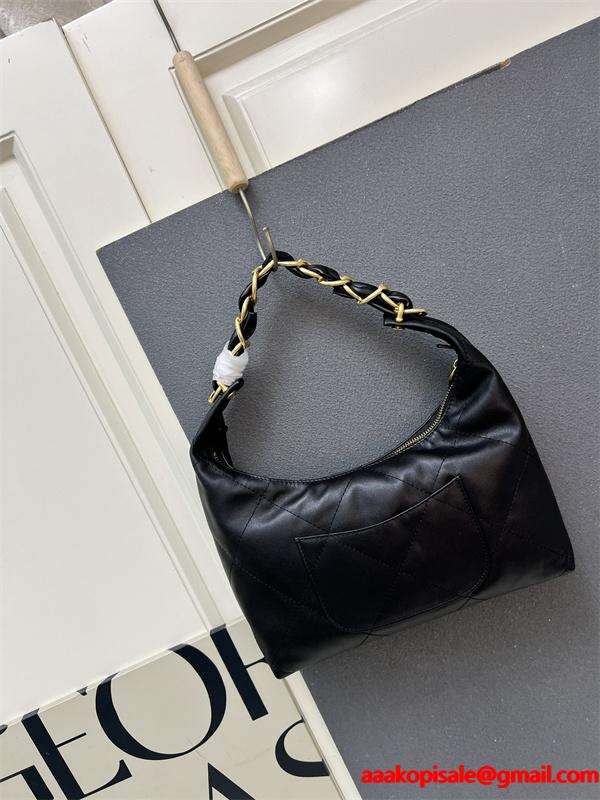 ブラックレザー 編み込みチェーン シャネル ハンドバッグ スーパーコピー レディース エレガント CHANEL