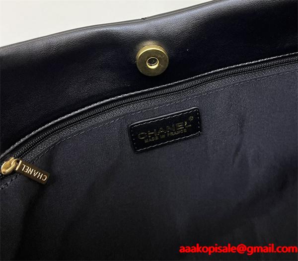 ブラックレザー ダブルポケット CHANEL シャネル ショルダーバッグ コピー レディース ユーティリティ