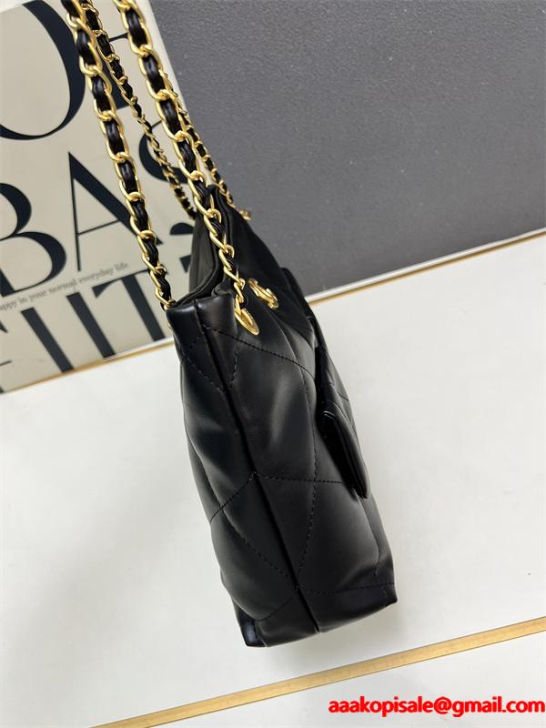 ブラックレザー ダブルポケット CHANEL シャネル ショルダーバッグ コピー レディース ユーティリティ