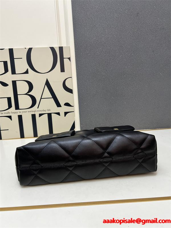 ブラックレザー ダブルポケット CHANEL シャネル ショルダーバッグ コピー レディース ユーティリティ