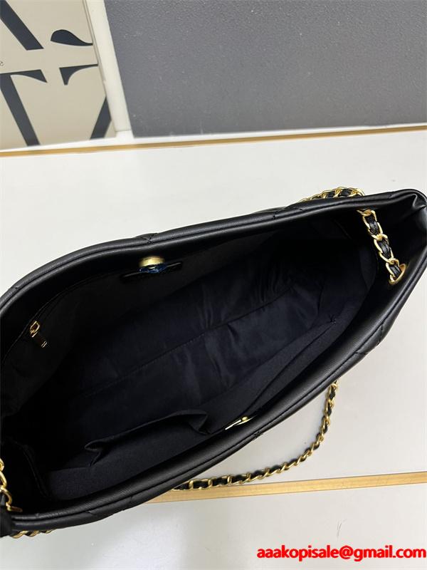 ブラックレザー ダブルポケット CHANEL シャネル ショルダーバッグ コピー レディース ユーティリティ
