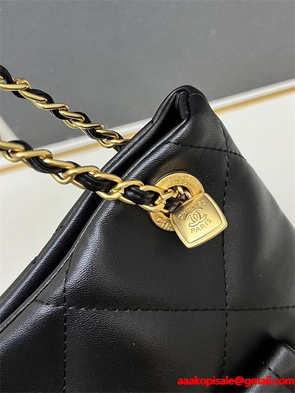 ブラックレザー ダブルポケット CHANEL シャネル ショルダーバッグ コピー レディース ユーティリティ