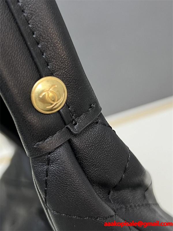 CHANEL ブラックレザー チェーンアクセント シャネル ハンドバッグ コピー 1S3252 レディース エレガント