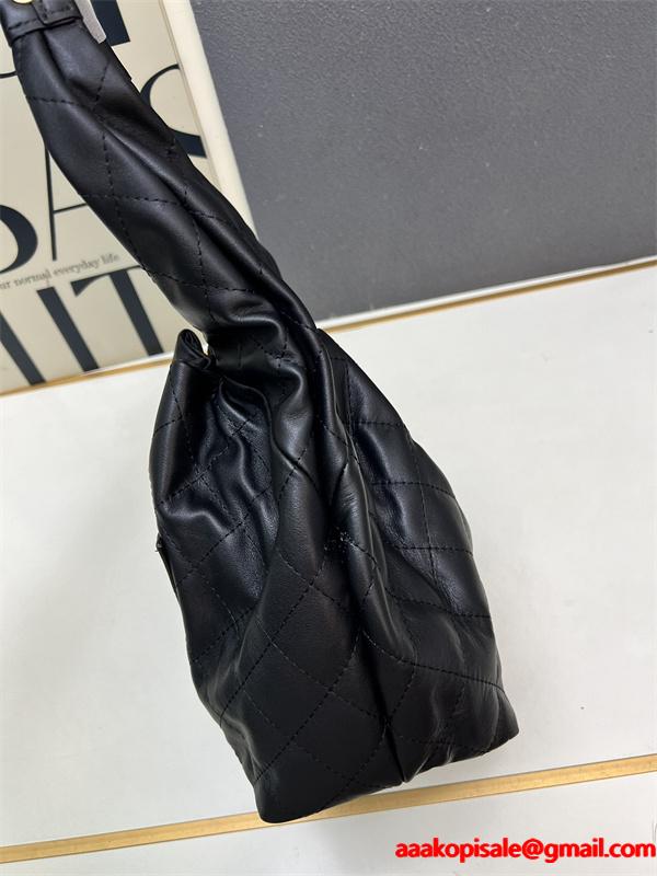 CHANEL ブラックレザー チェーンアクセント シャネル ハンドバッグ コピー 1S3252 レディース エレガント