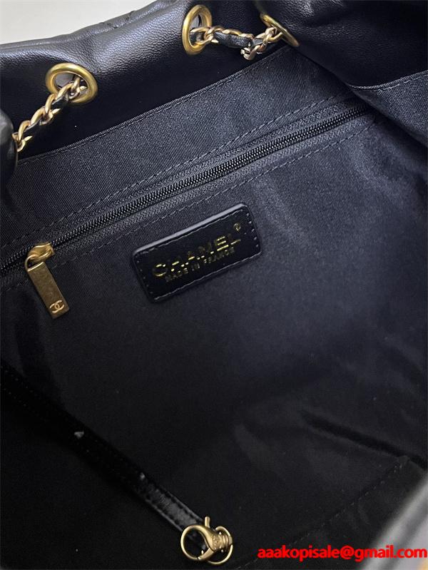 CHANEL ブラックレザー チェーンアクセント シャネル ハンドバッグ コピー 1S3252 レディース エレガント