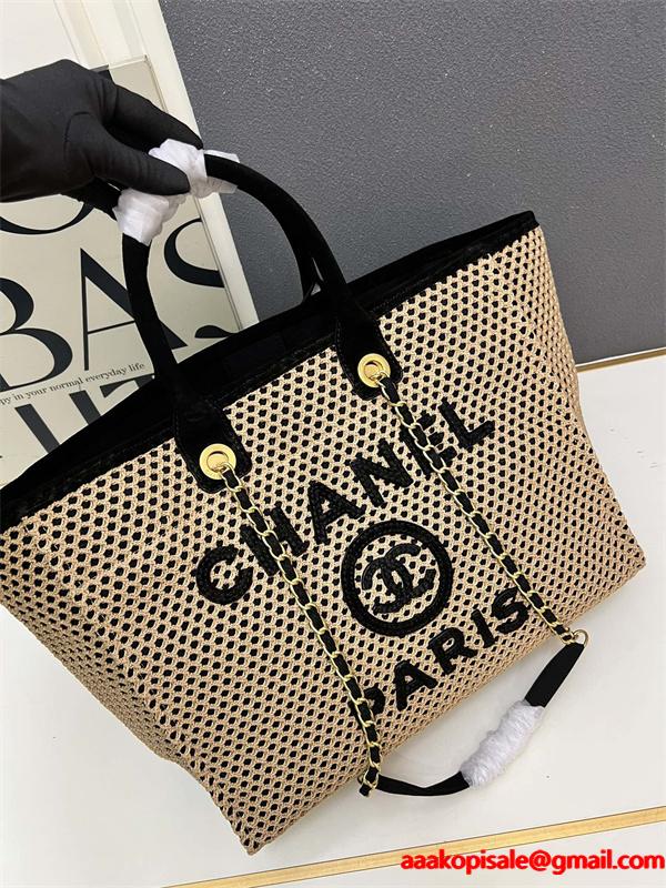 サマー草編み ロゴプレート シャネル トートバッグ スーパーコピー 1S3262 レディース クール CHANEL