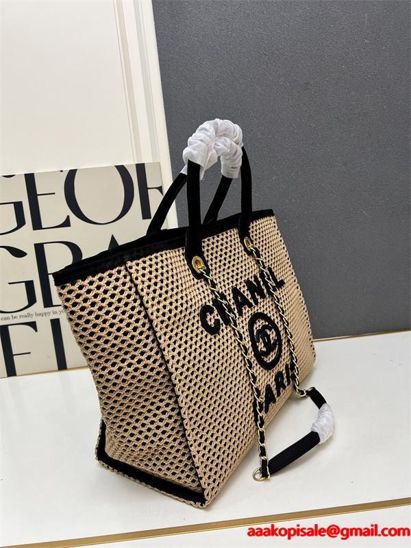 サマー草編み ロゴプレート シャネル トートバッグ スーパーコピー 1S3262 レディース クール CHANEL