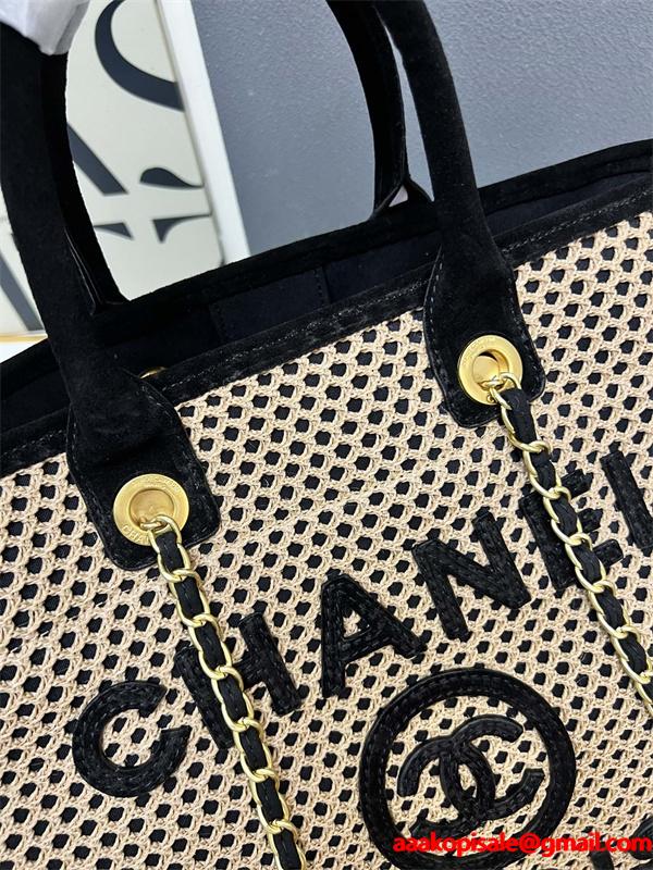サマー草編み ロゴプレート シャネル トートバッグ スーパーコピー 1S3262 レディース クール CHANEL