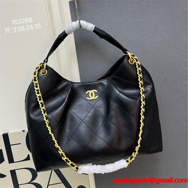 ブラックスエード 菱格チェーン CHANEL シャネル ショルダーバッグ 偽物 1S3268 レディース ヴィンテージ