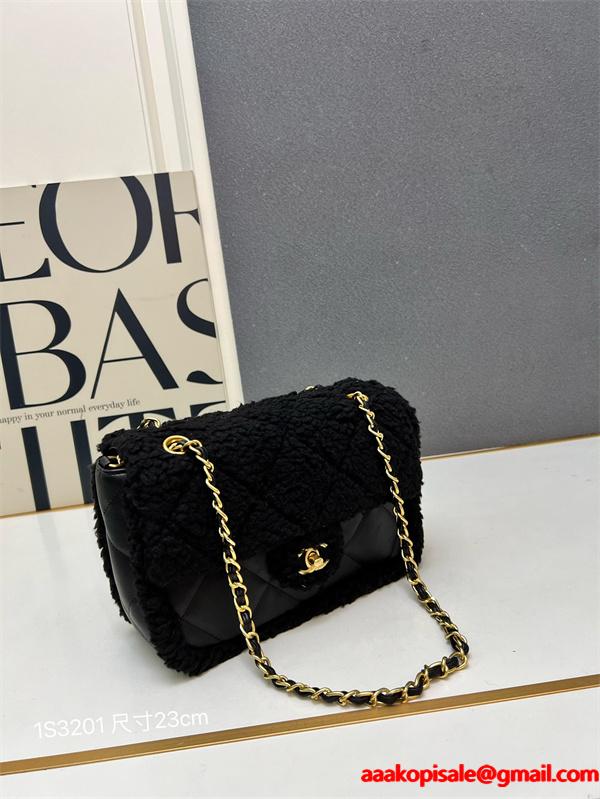 ブラックラムファー CHANEL 菱格ロゴ シャネル ショルダーバッグ スーパーコピー 1S3201 レディース エレガント