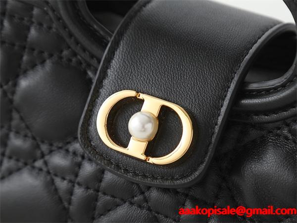 ディオール DIOR  ピンク菱格 パールロゴ ハンドバッグ スーパーコピー レディース フェミニン
