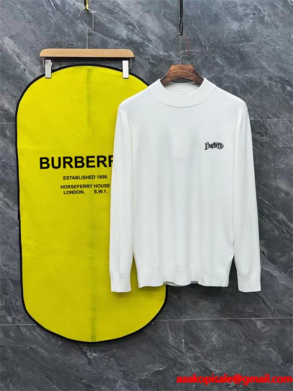 ロゴレタリング ホワイト / ブラック ユニセックス ファッショナブル バーバリー BURBERRY 偽物 ニット