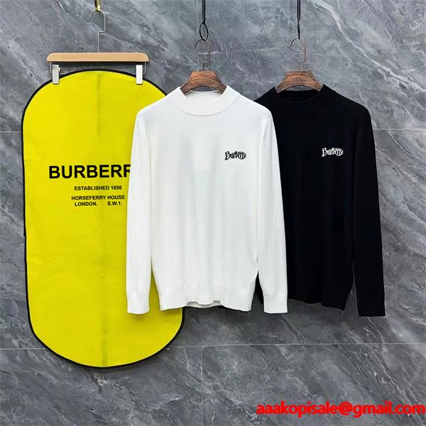 ロゴレタリング ホワイト / ブラック ユニセックス ファッショナブル バーバリー BURBERRY 偽物 ニット