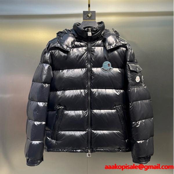 ブラックダウン パステルロゴ 秋冬ファッショナブル モンクレール MONCLER 偽物 ジャケット トレンディ