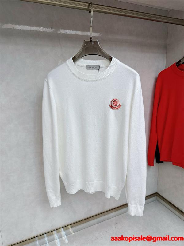 ブラック セーター MONCLER セーター 鮮明カラーロゴ 2025秋冬アクセント モンクレール 高品質コピートップス 