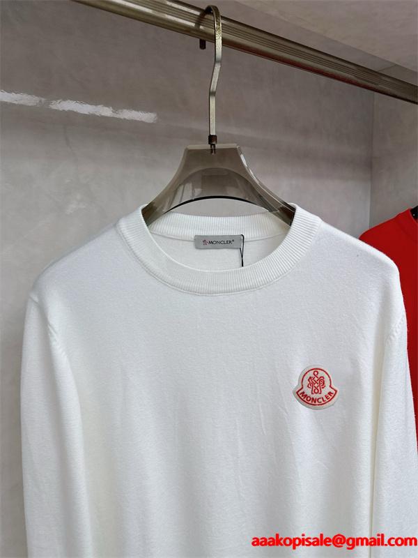 ブラック セーター MONCLER セーター 鮮明カラーロゴ 2025秋冬アクセント モンクレール 高品質コピートップス 