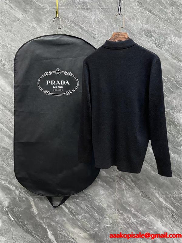 ブラック / グレー セーター POLO クラシック三角ロゴ 2025秋冬洗練 プラダ PRADA コピートップス 
