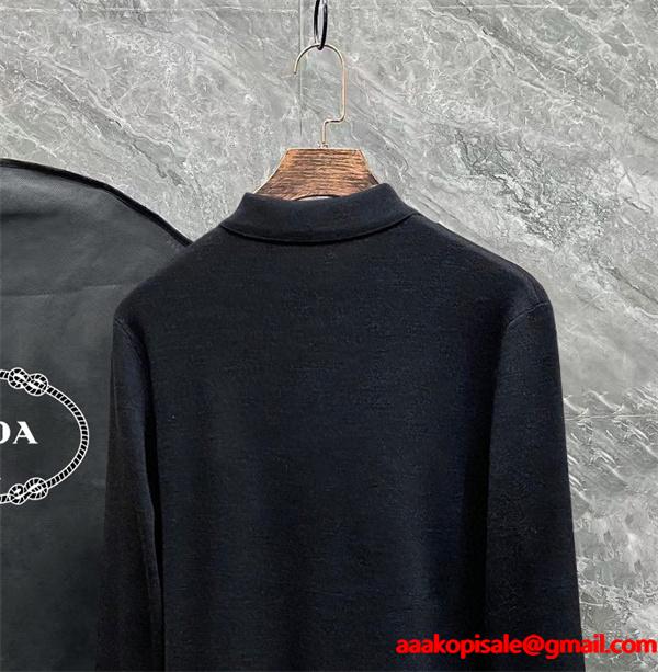 ブラック / グレー セーター POLO クラシック三角ロゴ 2025秋冬洗練 プラダ PRADA コピートップス 