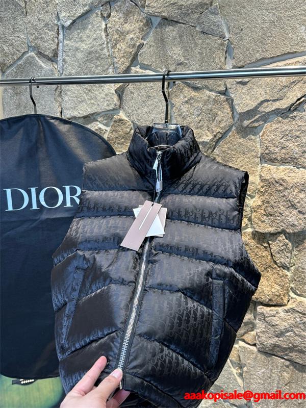 ダークグレー 老花 ダウンベスト 2025秋冬ウォーマー ディオール DIOR スーパーコピー 高品質