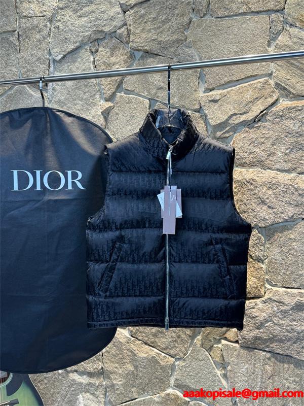 ダークグレー 老花 ダウンベスト 2025秋冬ウォーマー ディオール DIOR スーパーコピー 高品質