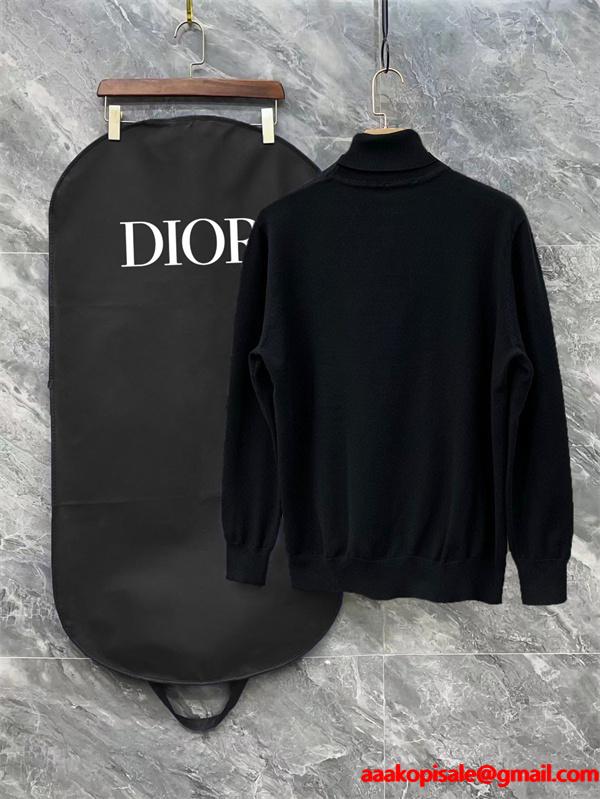 ホワイト ハイネック セーター 2025秋冬洗練 ディオール DIOR 偽物 トップス ユニセックス