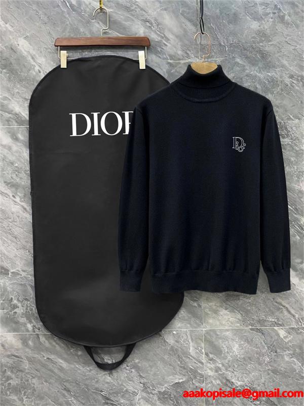 ホワイト ハイネック セーター 2025秋冬洗練 ディオール DIOR 偽物 トップス ユニセックス