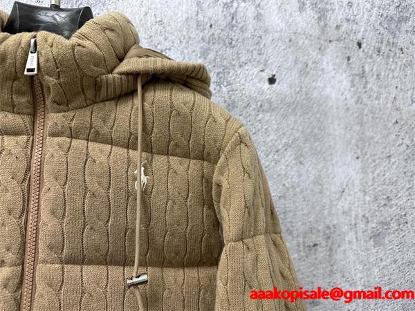 ブラック ニット柄 連帽 POLO RALPH LAUREN コピー 秋冬独創 ダウンジャケット ポロラルフローレン 