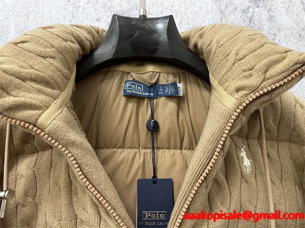ブラック ニット柄 連帽 POLO RALPH LAUREN コピー 秋冬独創 ダウンジャケット ポロラルフローレン 