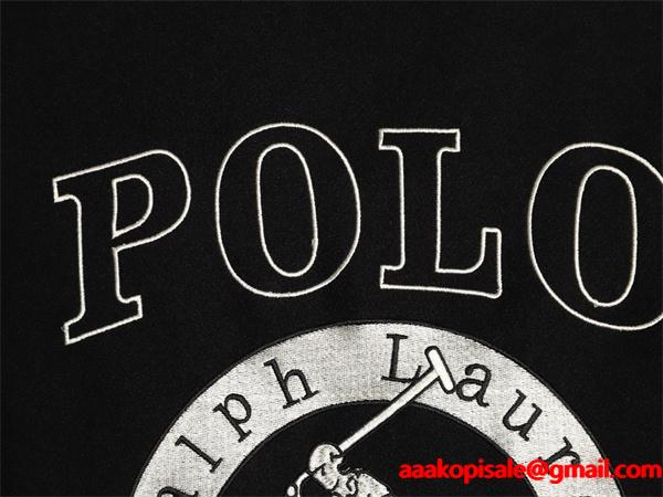 ブラック × ホワイト 刺繍 ベースボールジャケット ポロラルフローレン POLO RALPH LAUREN コピー 秋冬復古デザイン 高品質