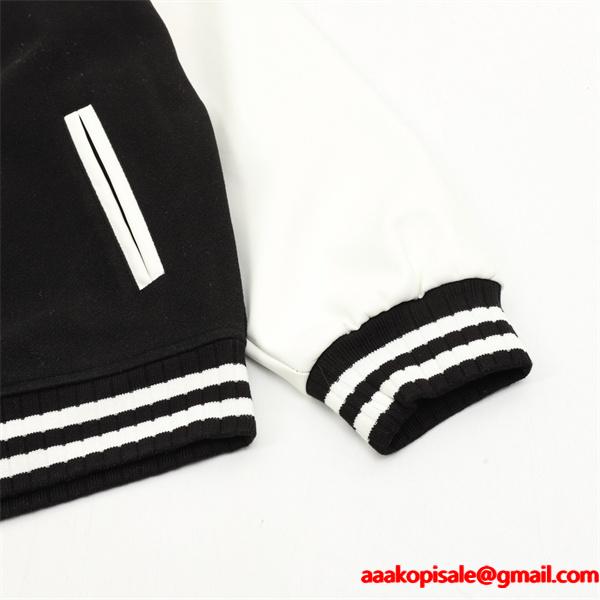 POLO RALPH LAUREN コピー 秋冬復古高級  ブラック × ホワイト ディテール豊富 ベースボールジャケット ポロラルフローレン