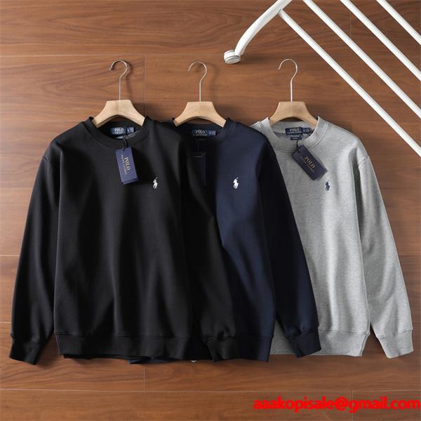 ブラック × ネイビー × グレー 円领 スウェット ポロラルフローレン POLO RALPH LAUREN 偽物 秋冬日常 シンプル ユニセックス