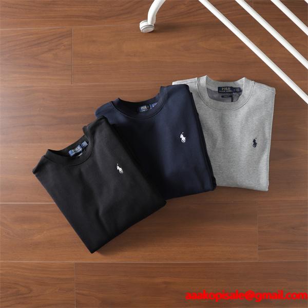 ブラック × ネイビー × グレー 円领 スウェット ポロラルフローレン POLO RALPH LAUREN 偽物 秋冬日常 シンプル ユニセックス