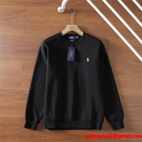 ブラック × ネイビー × グレー 円领 スウェット ポロラルフローレン POLO RALPH LAUREN 偽物 秋冬日常 シンプル ユニセックス