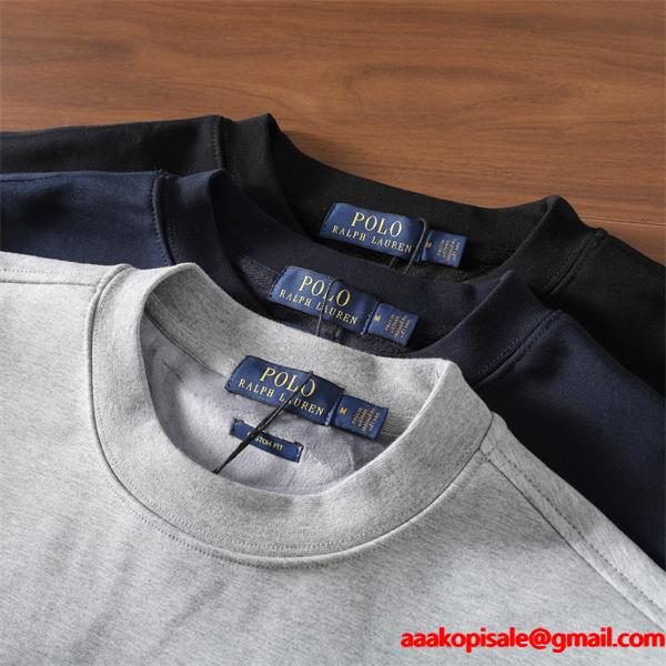 ブラック × ネイビー × グレー 円领 スウェット ポロラルフローレン POLO RALPH LAUREN 偽物 秋冬日常 シンプル ユニセックス