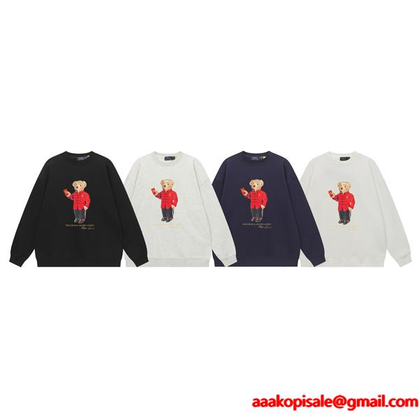 ブラック × ホワイト ベアーズプリント スウェット ポロラルフローレン POLO RALPH LAUREN コピー 秋冬可愛