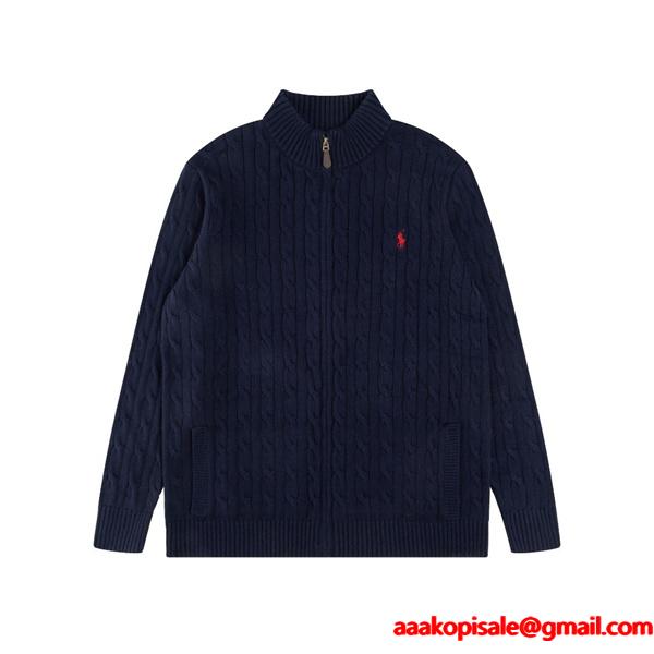ホワイト × ネイビー × ブラック7 色 リブ柄 ジップニット ポロラルフローレン POLO RALPH LAUREN コピー 秋冬