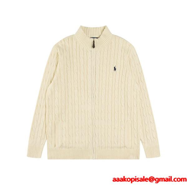 ホワイト × ネイビー × ブラック7 色 リブ柄 ジップニット ポロラルフローレン POLO RALPH LAUREN コピー 秋冬