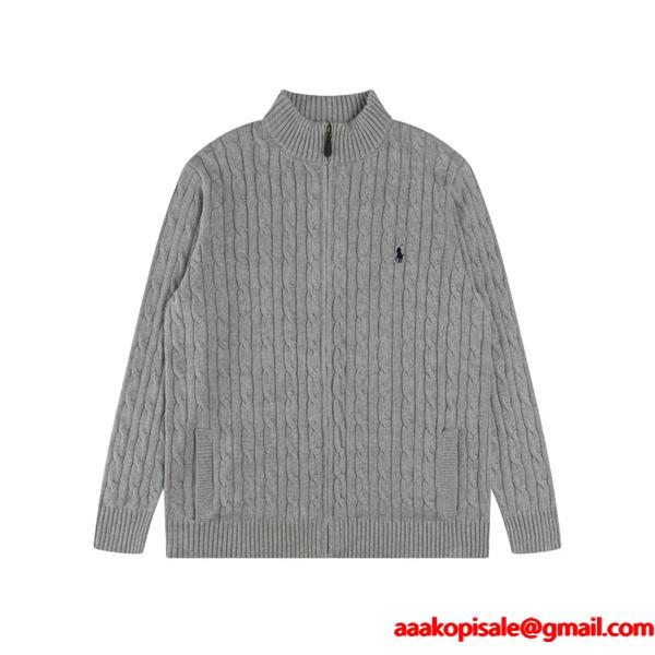 ホワイト × ネイビー × ブラック7 色 リブ柄 ジップニット ポロラルフローレン POLO RALPH LAUREN コピー 秋冬