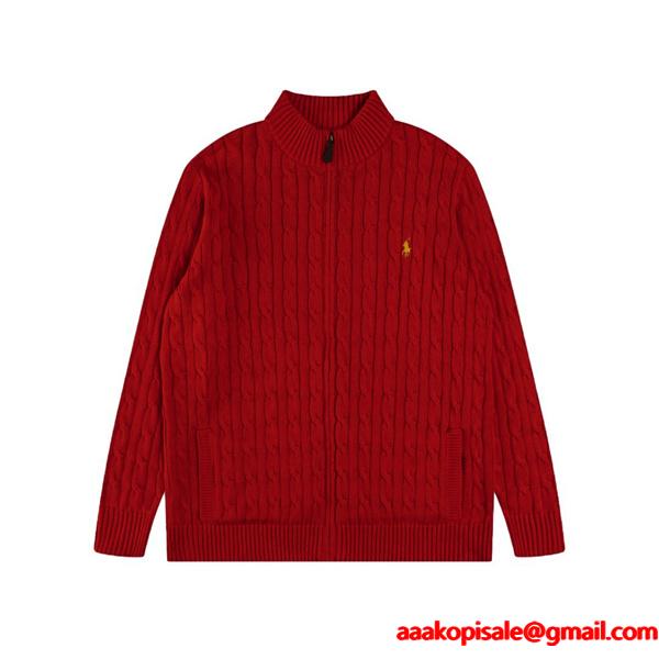 ホワイト × ネイビー × ブラック7 色 リブ柄 ジップニット ポロラルフローレン POLO RALPH LAUREN コピー 秋冬