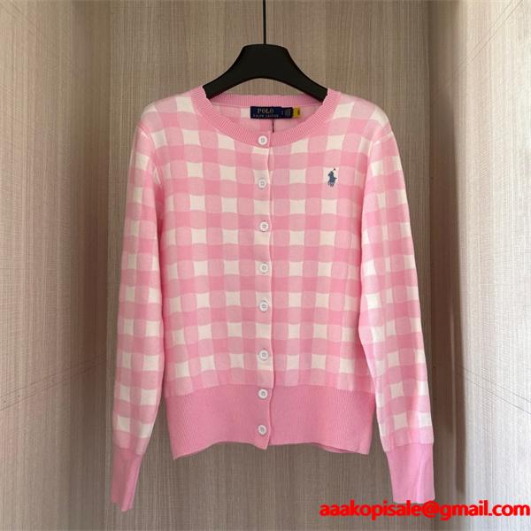 ライトブルー × ピンク × ブラック POLO RALPH LAUREN スーパーコピー 秋冬 カーディガン ポロラルフローレン