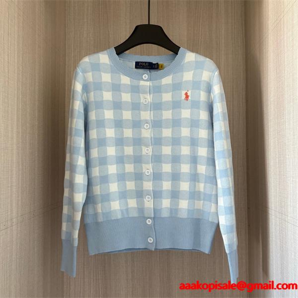 ライトブルー × ピンク × ブラック POLO RALPH LAUREN スーパーコピー 秋冬 カーディガン ポロラルフローレン