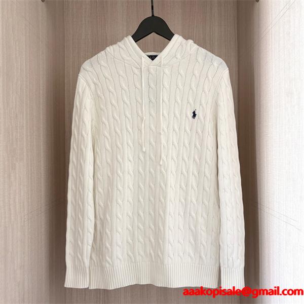 ブラック × ホワイト × グレー 6 色 連帽 麻花纹 ニット ポロラルフローレン POLO RALPH LAUREN コピー 秋冬復古多色 定番