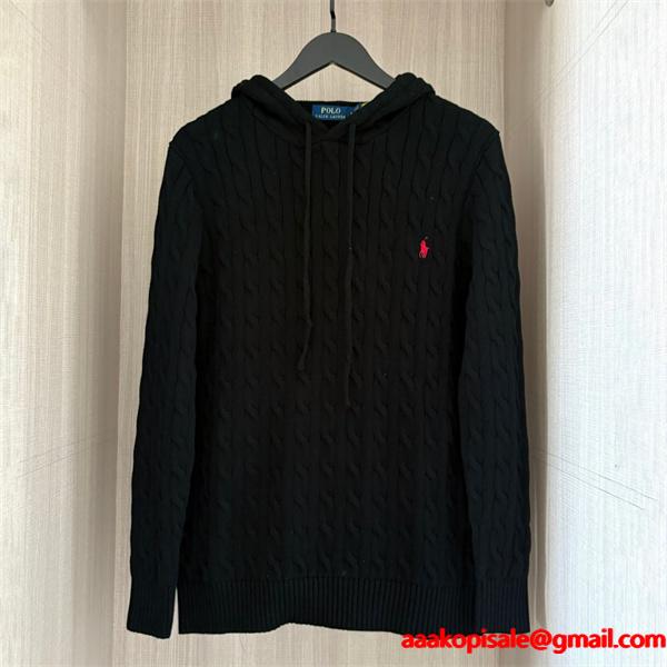 ブラック × ホワイト × グレー 6 色 連帽 麻花纹 ニット ポロラルフローレン POLO RALPH LAUREN コピー 秋冬復古多色 定番
