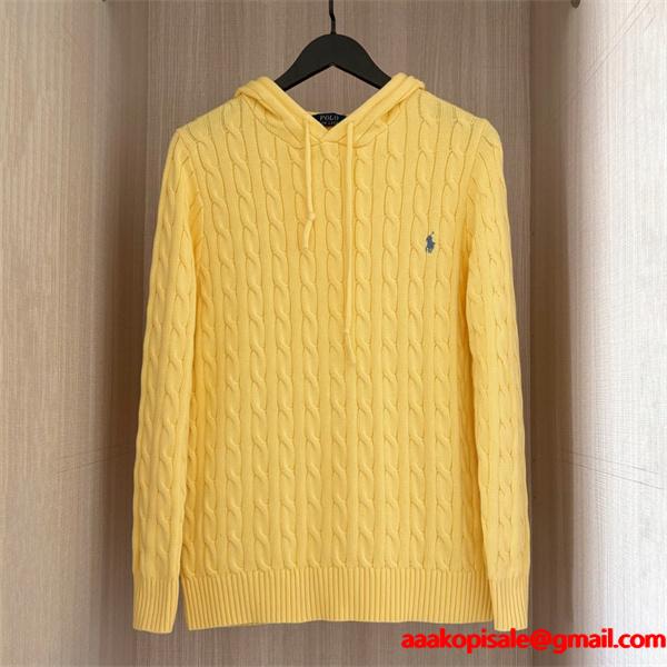ブラック × ホワイト × グレー 6 色 連帽 麻花纹 ニット ポロラルフローレン POLO RALPH LAUREN コピー 秋冬復古多色 定番