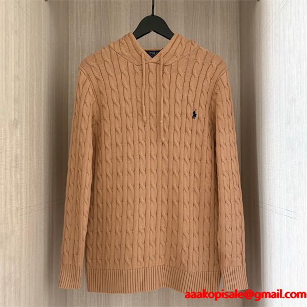 ブラック × ホワイト × グレー 6 色 連帽 麻花纹 ニット ポロラルフローレン POLO RALPH LAUREN コピー 秋冬復古多色 定番