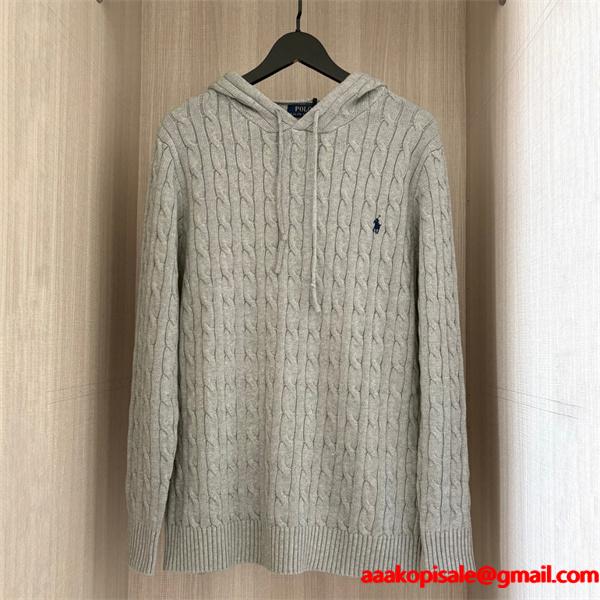 ブラック × ホワイト × グレー 6 色 連帽 麻花纹 ニット ポロラルフローレン POLO RALPH LAUREN コピー 秋冬復古多色 定番