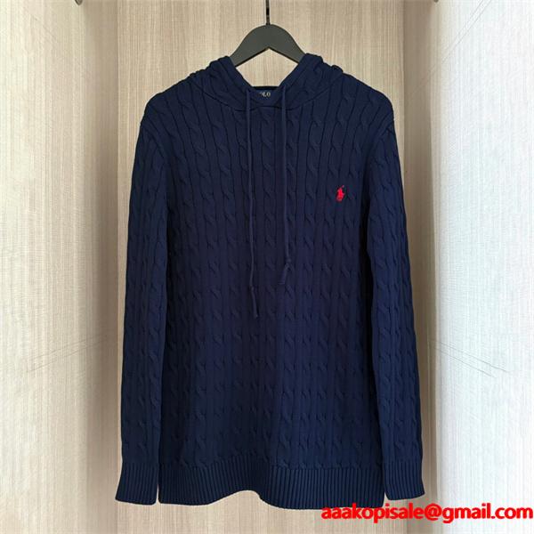 ブラック × ホワイト × グレー 6 色 連帽 麻花纹 ニット ポロラルフローレン POLO RALPH LAUREN コピー 秋冬復古多色 定番