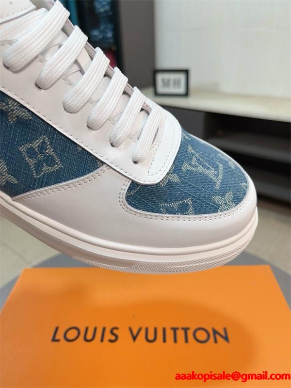 LOUIS VUITTON ルイヴィトン 激安 メンズ ハイカット スニーカー モノグラム レザー デニム コンビ 人気モデル スタイリッシュ カジュアル シューズ